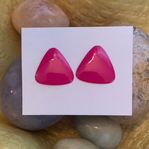 Vintage Fuchsia Pink Triangle Stud Earnings